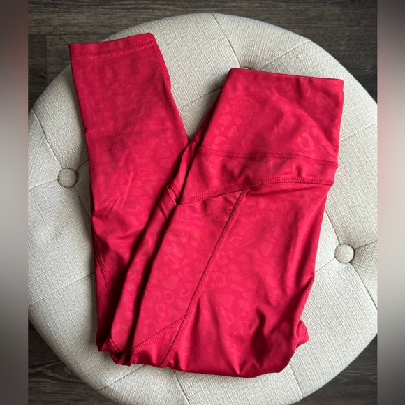 NICOLE MILLER SPORT Women's High Rise Pull On capri Leggings- red leopard print - Picture 1 of 6